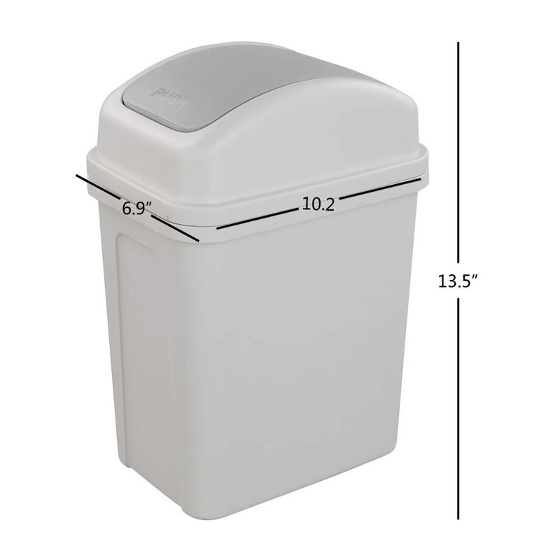 Asking 1.8 Gallon Small Trash Can with Swing-top Lid, Plastic Garbage Bin, Grey - Image 4